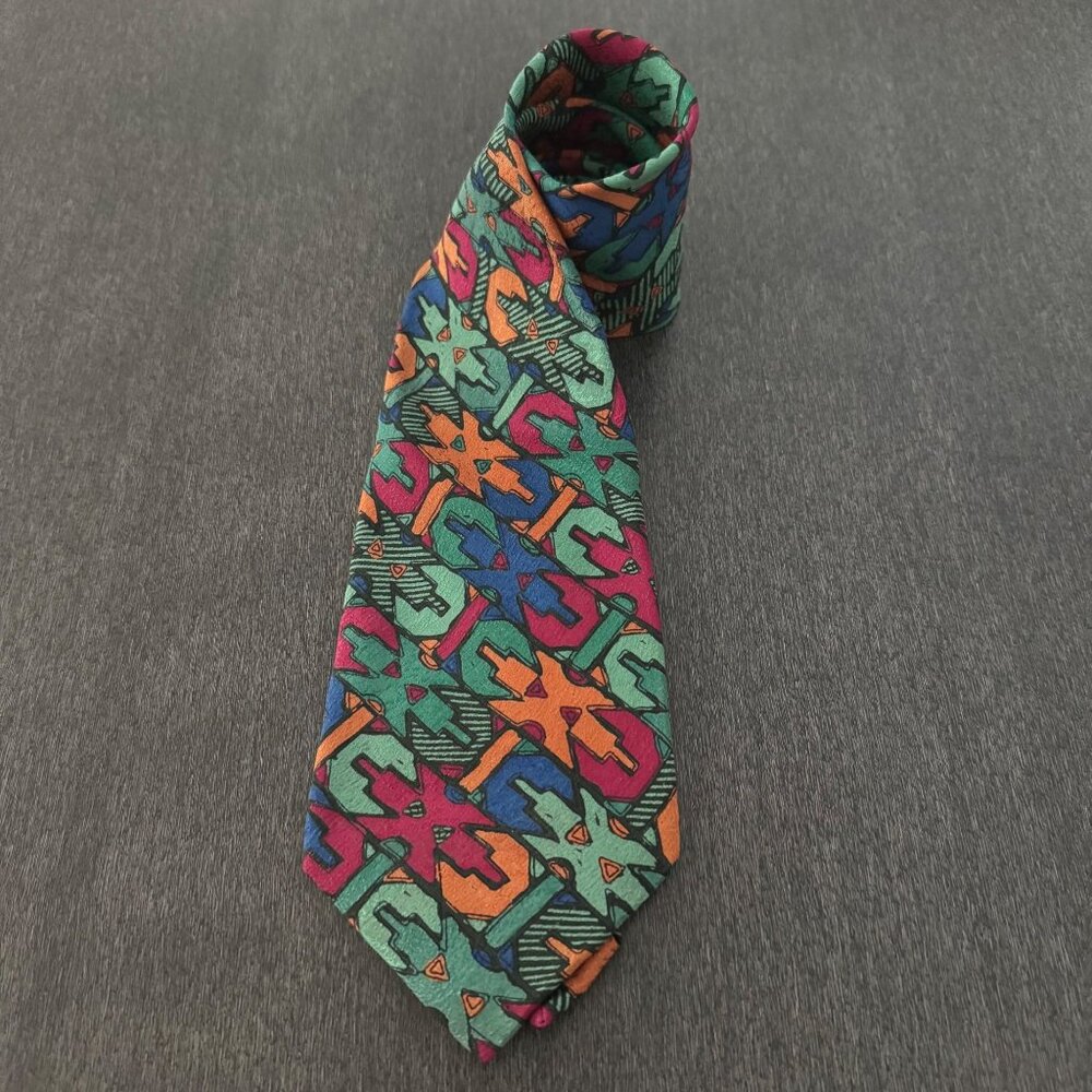 Missoni Cravatte Abstract Pattern 100% Silk Tie Multicolor Made In Italy